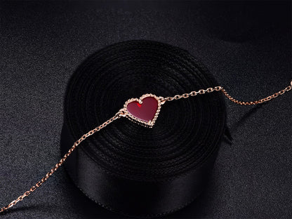 [Love Aura]HEART CARNELIAN PINK GOLD BRACELET