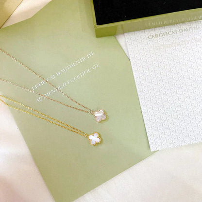 [Love Aura]CLOVER MINI 9.5MM WHITE MOTHER-OF-PEARL NECKLACE
