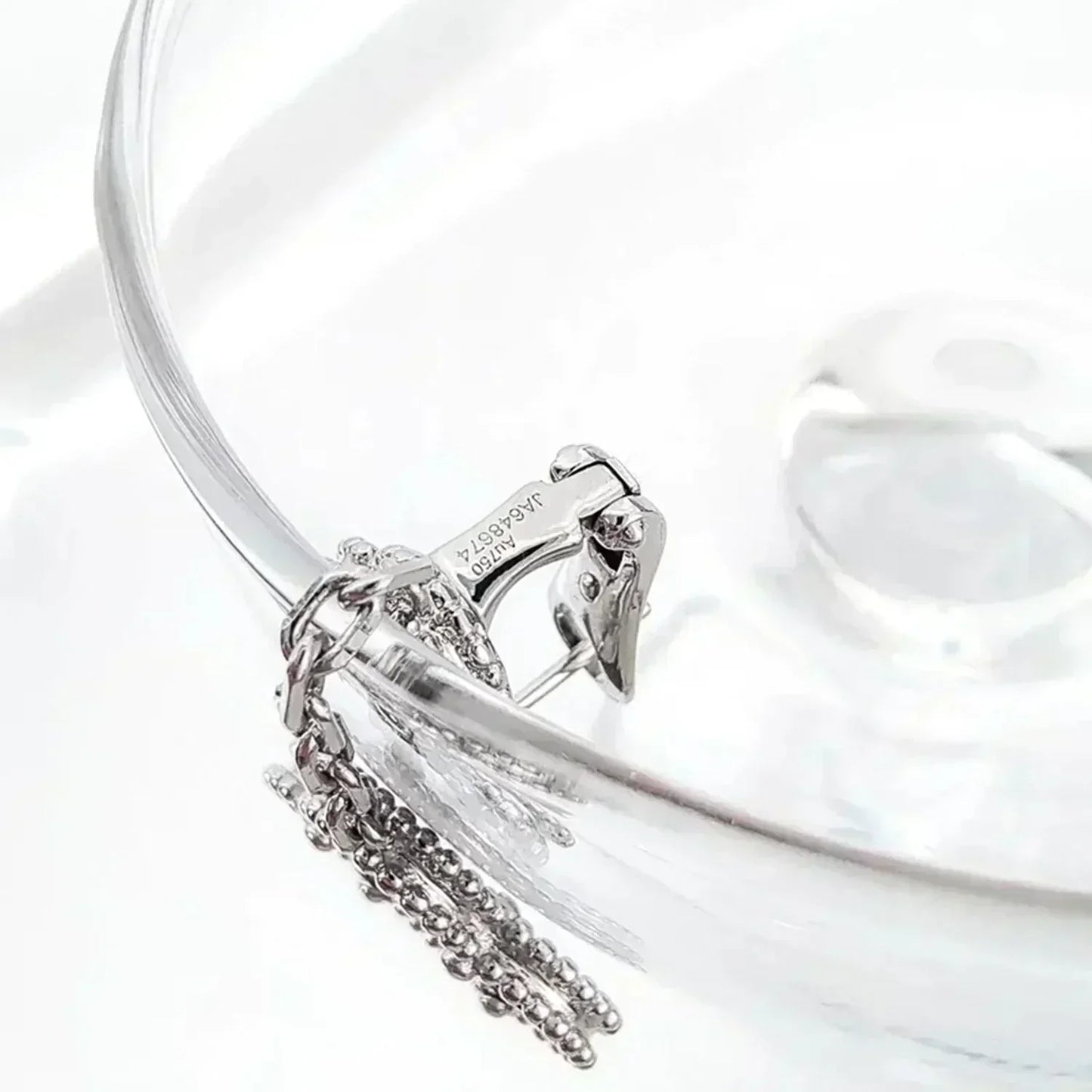 [Love Aura]CLOVER 2 MOTIFS  DIAMOND ONYX EARRINGS SILVER