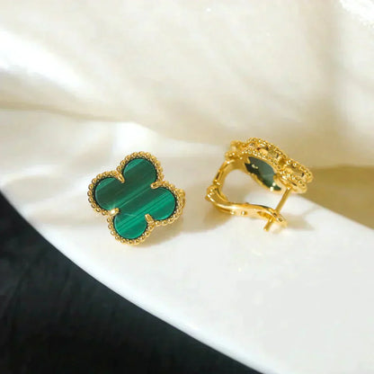 [Love Aura]CLOVER MEDIUM 1 MOTIFS MALACHITE  EARRINGS