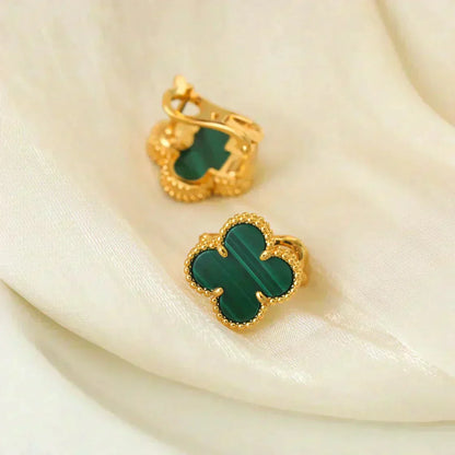 [Love Aura]CLOVER MEDIUM 1 MOTIFS MALACHITE  EARRINGS