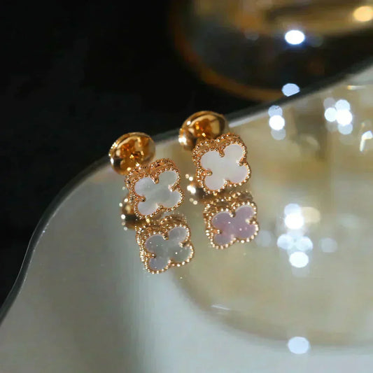 [Love Aura]CLOVER MINI 9.5MM WHITE MOP EARRINGS