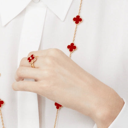 [Love Aura]CLOVER CARNELIAN RING ROSE GOLD DIAMOND