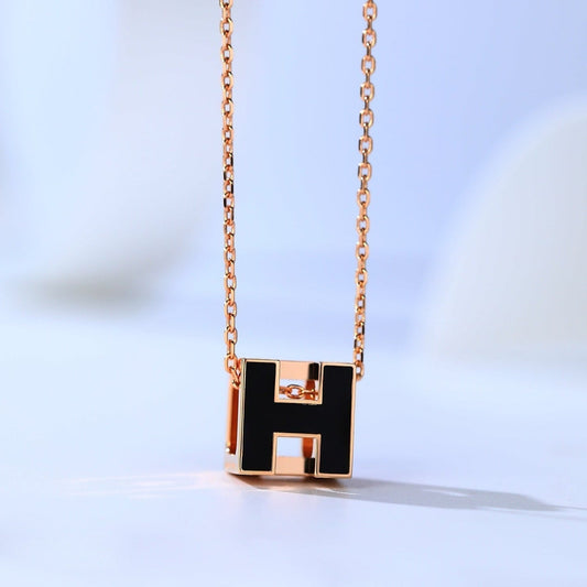 [Love Aura]H CAGE PINK GOLD NECKLACE