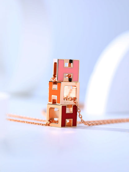 [Love Aura]H CAGE PINK GOLD NECKLACE