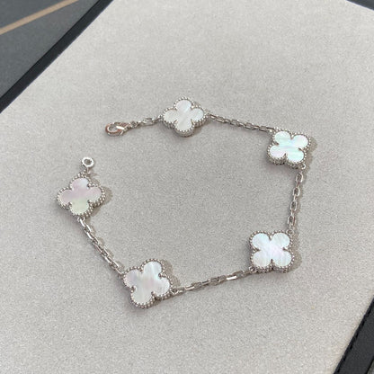 [Love Aura]CLOVER WHITE PEARL MOP 5 MOTIF BRACELET COLLECTION