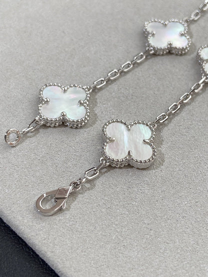 [Love Aura]CLOVER WHITE PEARL MOP 5 MOTIF BRACELET COLLECTION