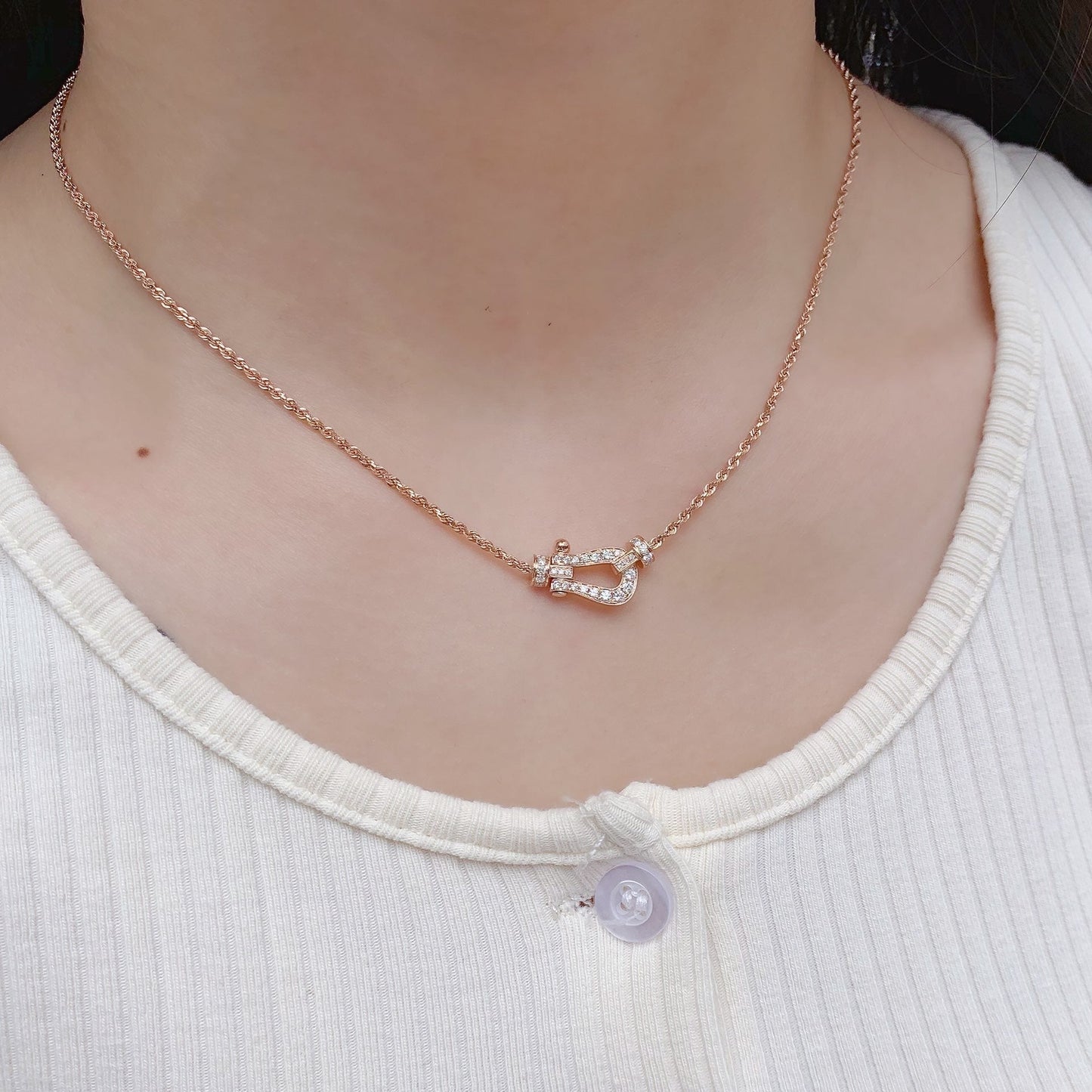 [Love Aura]FORCE 10 PINK GOLD DIAMOND NECKLACE