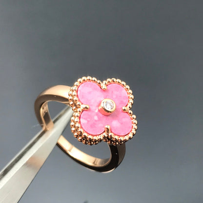 [Love Aura]CLOVER RHODONITE ROSE GOLD RING