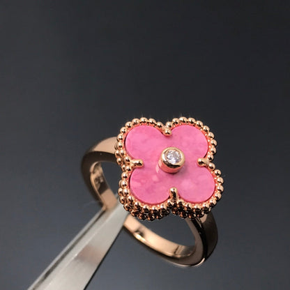 [Love Aura]CLOVER RHODONITE ROSE GOLD RING