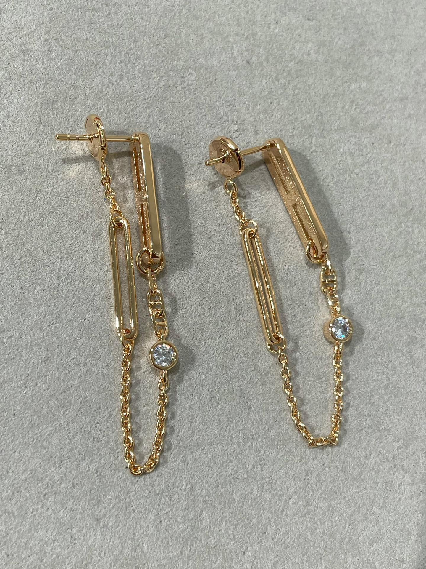 [Love Aura]CHAINE CHAOS DIAMOND DROP EARRINGS