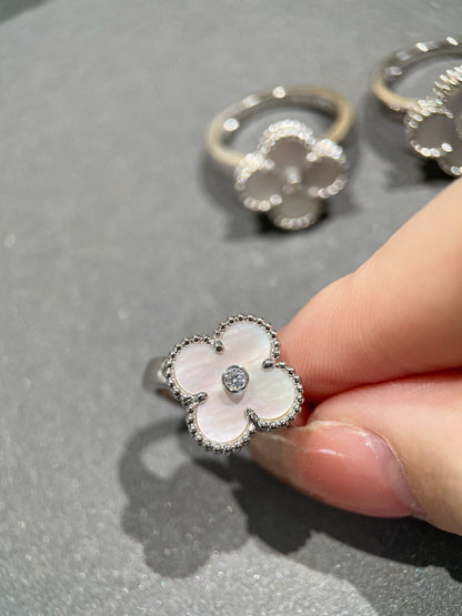 [Love Aura]CLOVER SILVER MOP DIAMOND RING