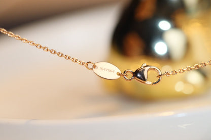 [Love Aura]JEUX MALACHITE 1 DIAMOND PINK GOLD NECKLACE