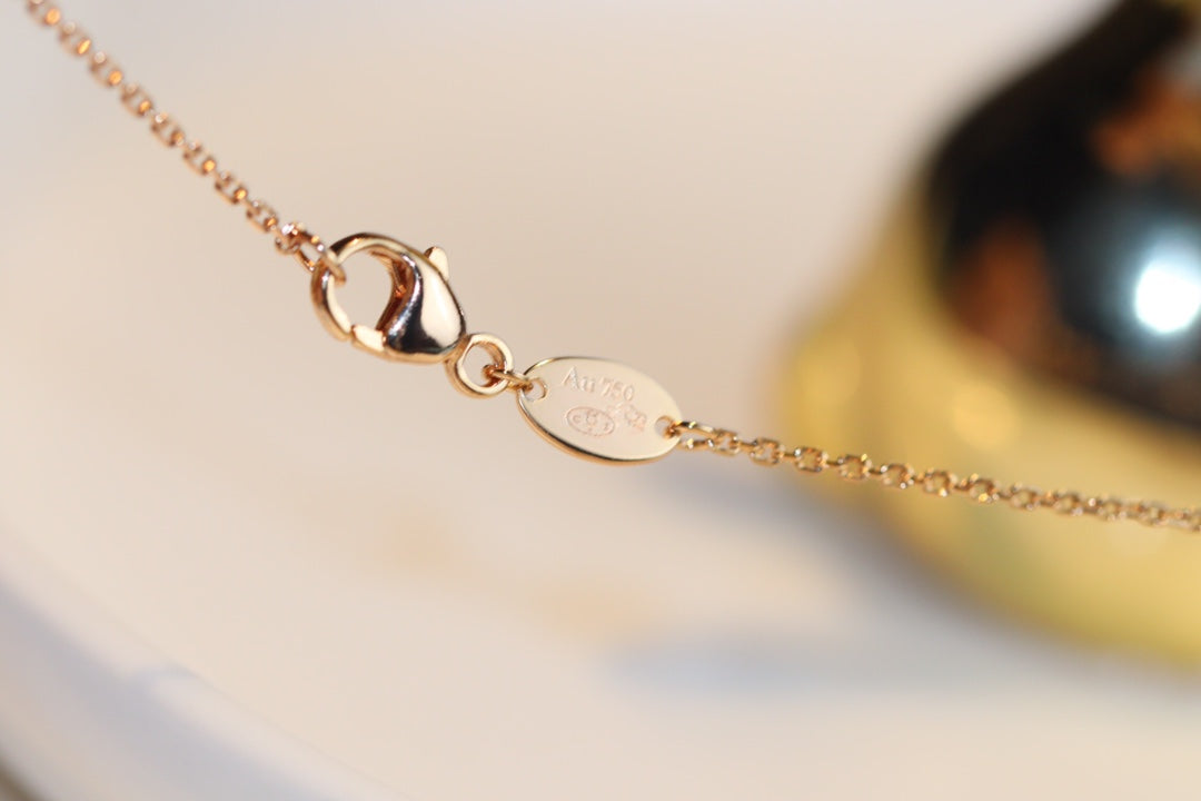 [Love Aura]JEUX MALACHITE 1 DIAMOND PINK GOLD NECKLACE