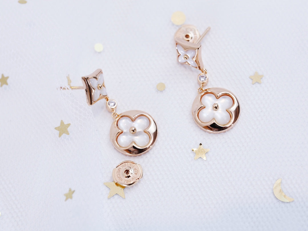 [Love Aura]STAR AND SUN PINK GOLD MOP DROP EARRINGS