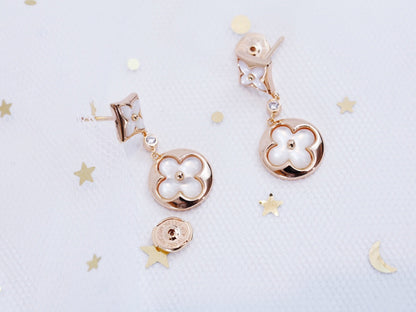 [Love Aura]STAR AND SUN PINK GOLD MOP DROP EARRINGS