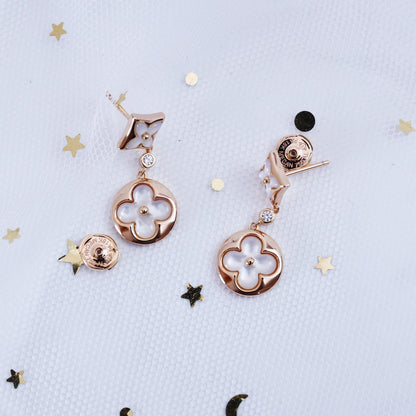 [Love Aura]STAR AND SUN PINK GOLD MOP DROP EARRINGS