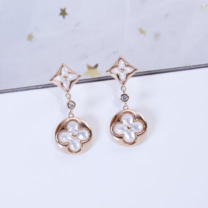 [Love Aura]STAR AND SUN PINK GOLD MOP DROP EARRINGS