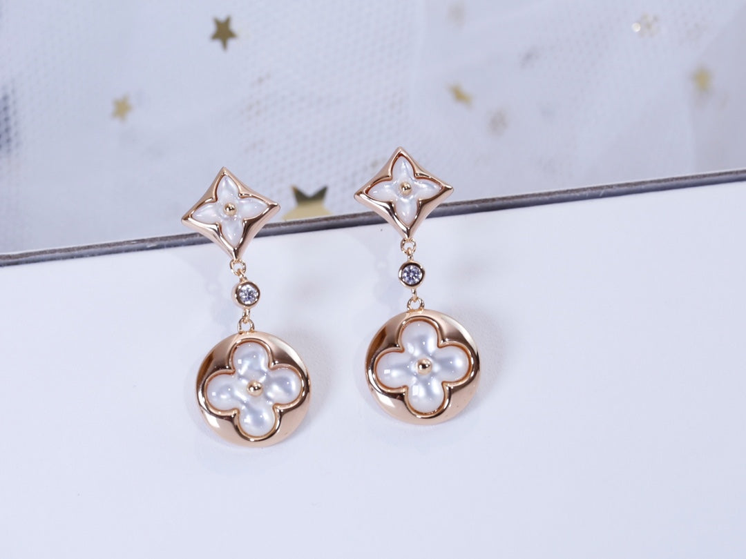 [Love Aura]STAR AND SUN PINK GOLD MOP DROP EARRINGS