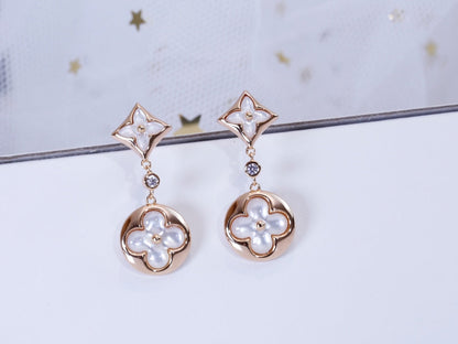 [Love Aura]STAR AND SUN PINK GOLD MOP DROP EARRINGS