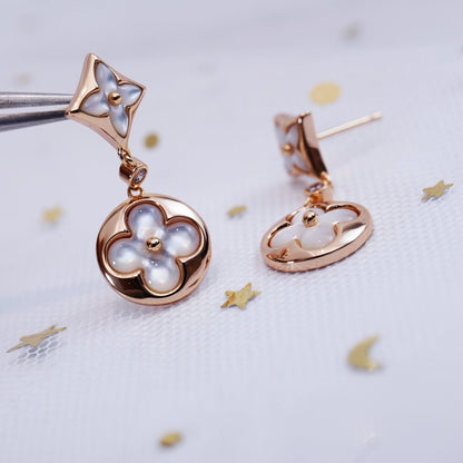 [Love Aura]STAR AND SUN PINK GOLD MOP DROP EARRINGS
