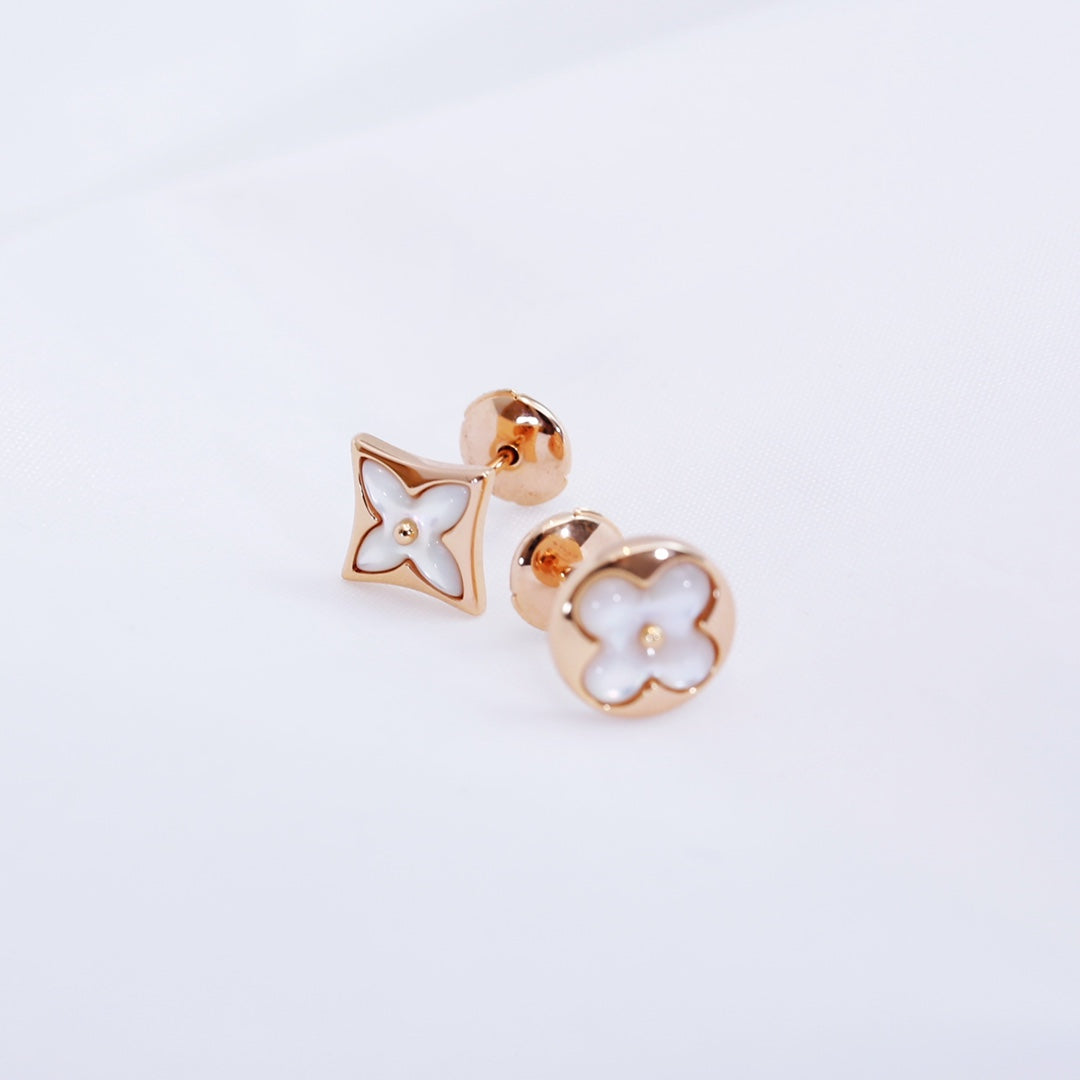 [Love Aura]STAR AND SUN PINK GOLD MOP STUD EARRINGS