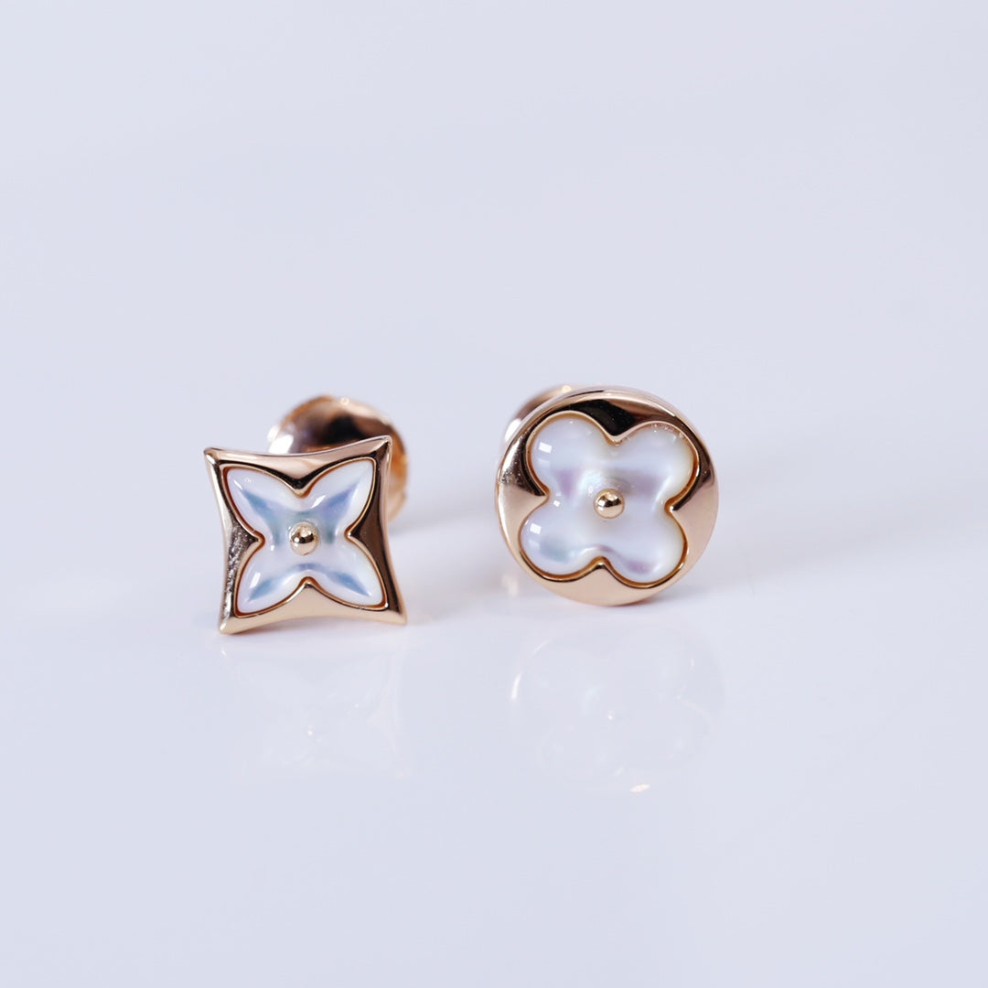 [Love Aura]STAR AND SUN PINK GOLD MOP STUD EARRINGS