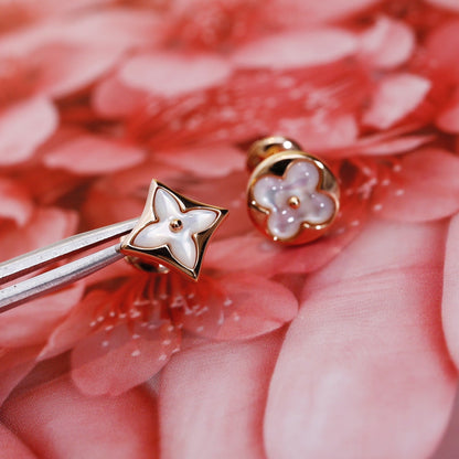 [Love Aura]STAR AND SUN PINK GOLD MOP STUD EARRINGS