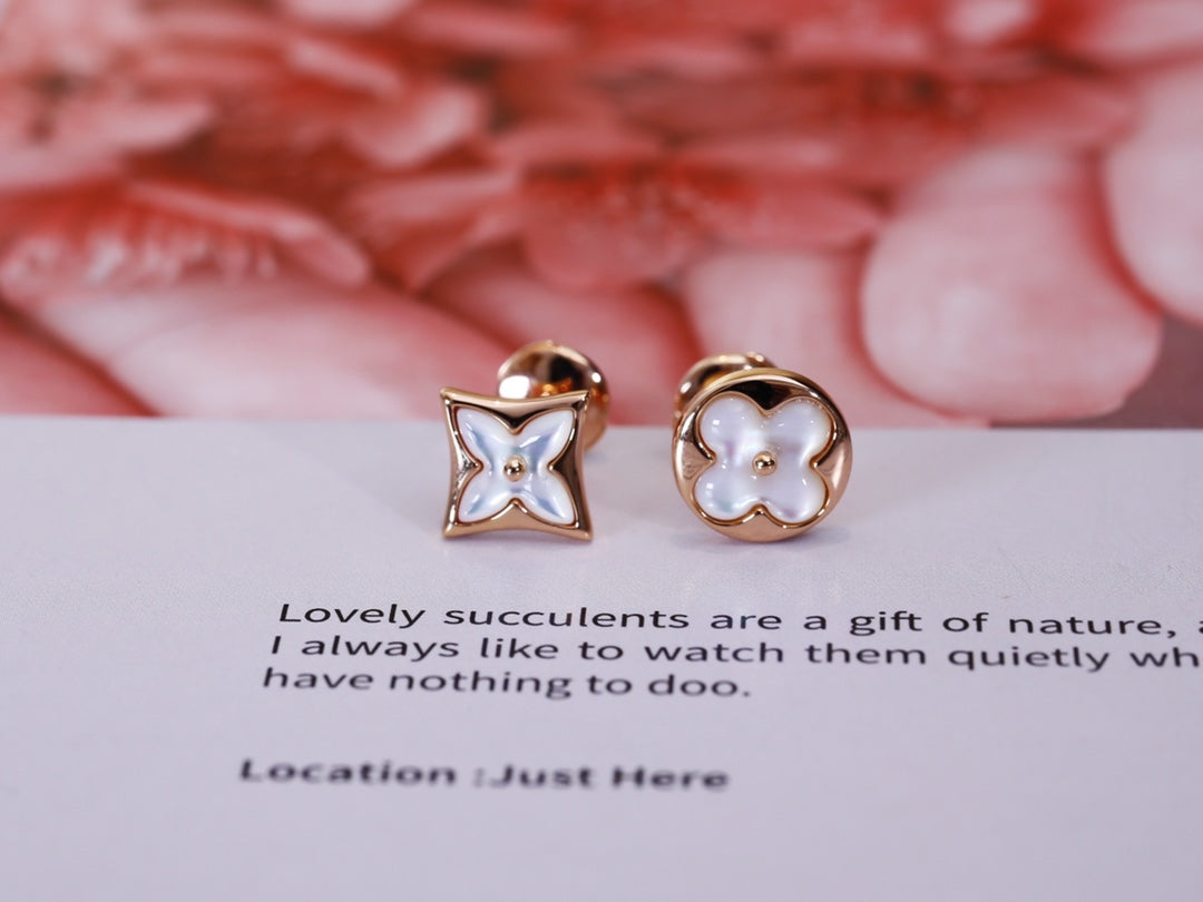 [Love Aura]STAR AND SUN PINK GOLD MOP STUD EARRINGS