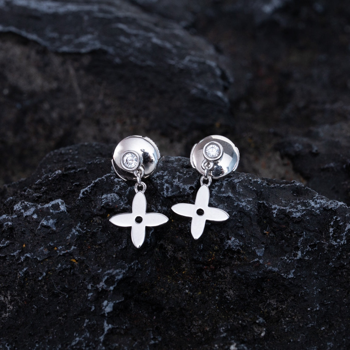 [Love Aura]VIDYLLE SILVER DIAMOND MINI DROP EARRINGS