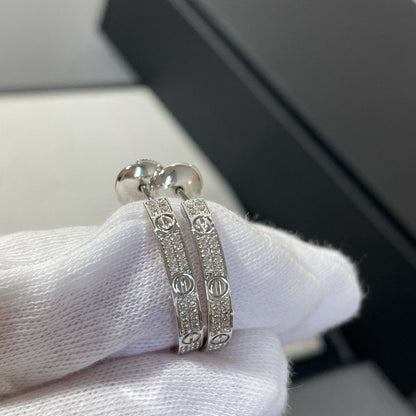 [Love Aura]LOVE DIAMOND SILVER HOOP EARRINGS