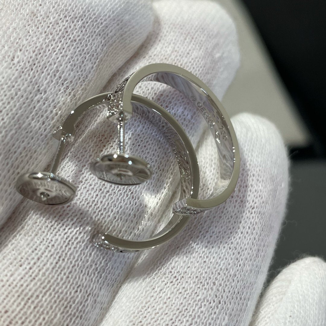 [Love Aura]LOVE DIAMOND SILVER HOOP EARRINGS