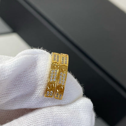 [Love Aura]LOVE DIAMOND GOLD HOOP EARRINGS