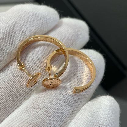 [Love Aura]LOVE DIAMOND PINK GOLD HOOP EARRINGS