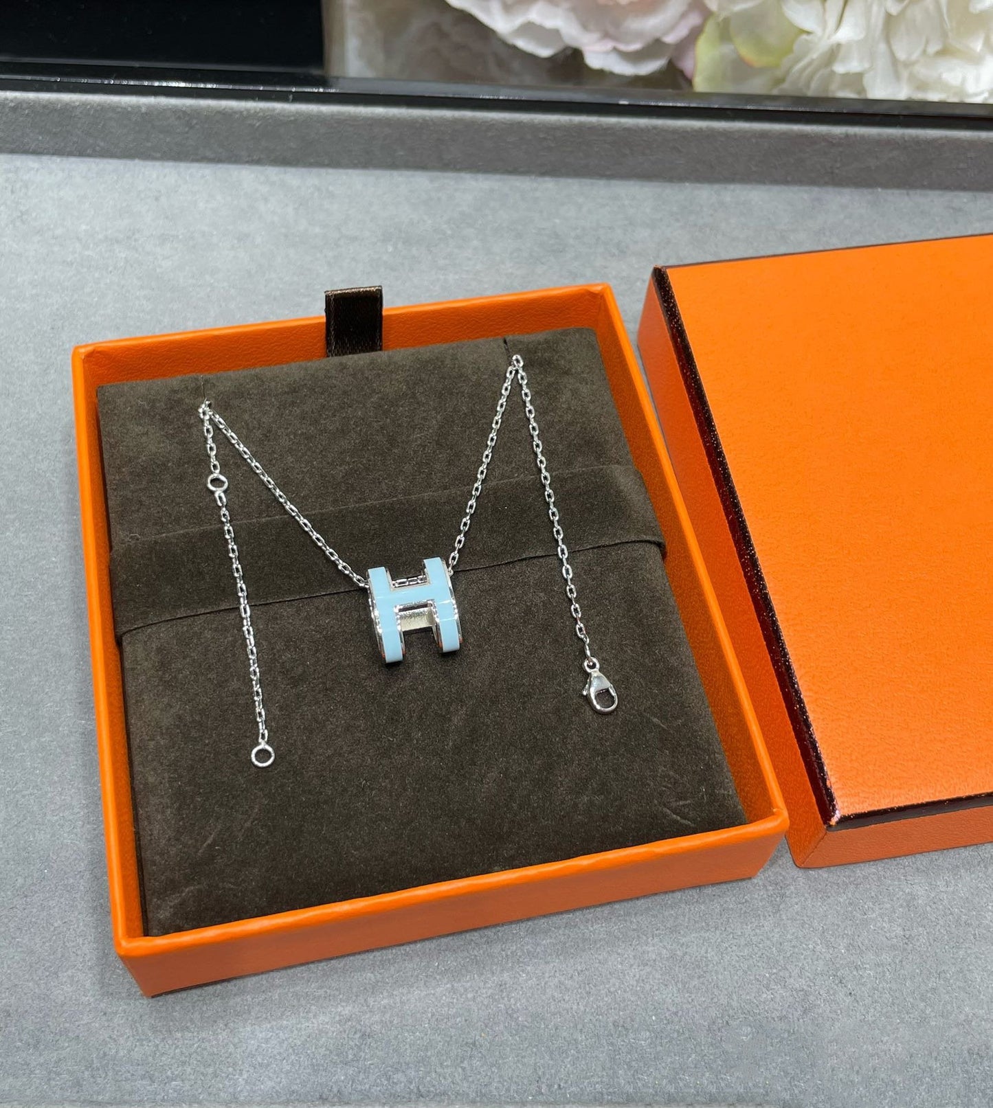 [Love Aura]POP H SKY BLUE NECKLACE