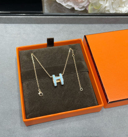 [Love Aura]POP H SKY BLUE NECKLACE
