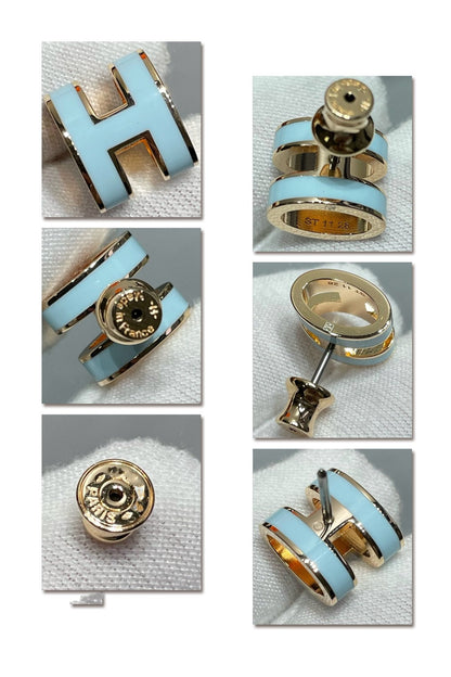 [Love Aura]POP H SKY BLUE STUD EARRINGS