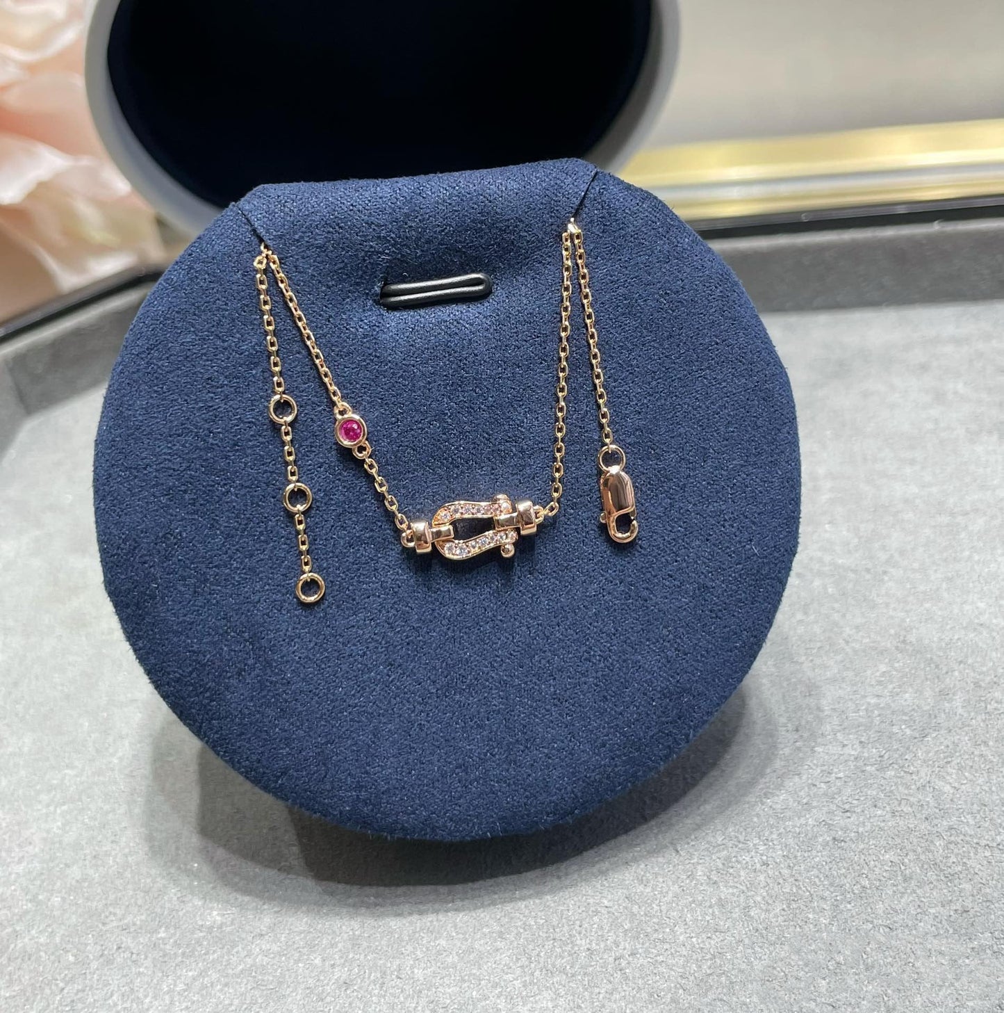 [Love Aura]FORCE 10 DIAMOND CHAIN LINK PINK GOLD BRACELET