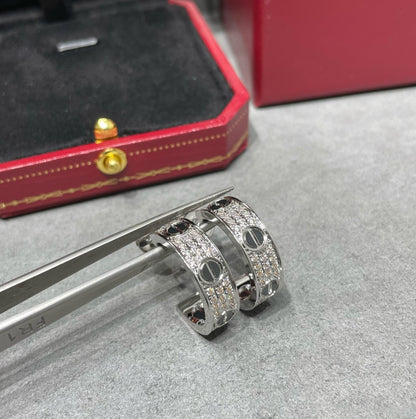 [Love Aura]LOVE CERAMIC DIAMOND PAVED SILVER EARRINGS