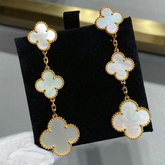 [Love Aura]CLOVER MOP 3 MOTIFS GOLD EARRINGS