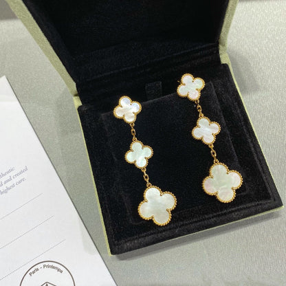 [Love Aura]CLOVER MOP 3 MOTIFS GOLD EARRINGS