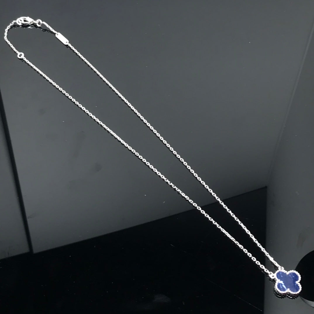 [Love Aura]CLOVER PIETERSITE SILVER LONG NECKLACE