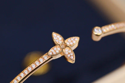 [Love Aura]IDYLLE PINK GOLD OPEN BRACELET DIAMOND PAVED