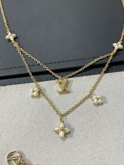 [Love Aura]FLOWERGRAM GOLD MOP DOUBLE ROW NECKLACE