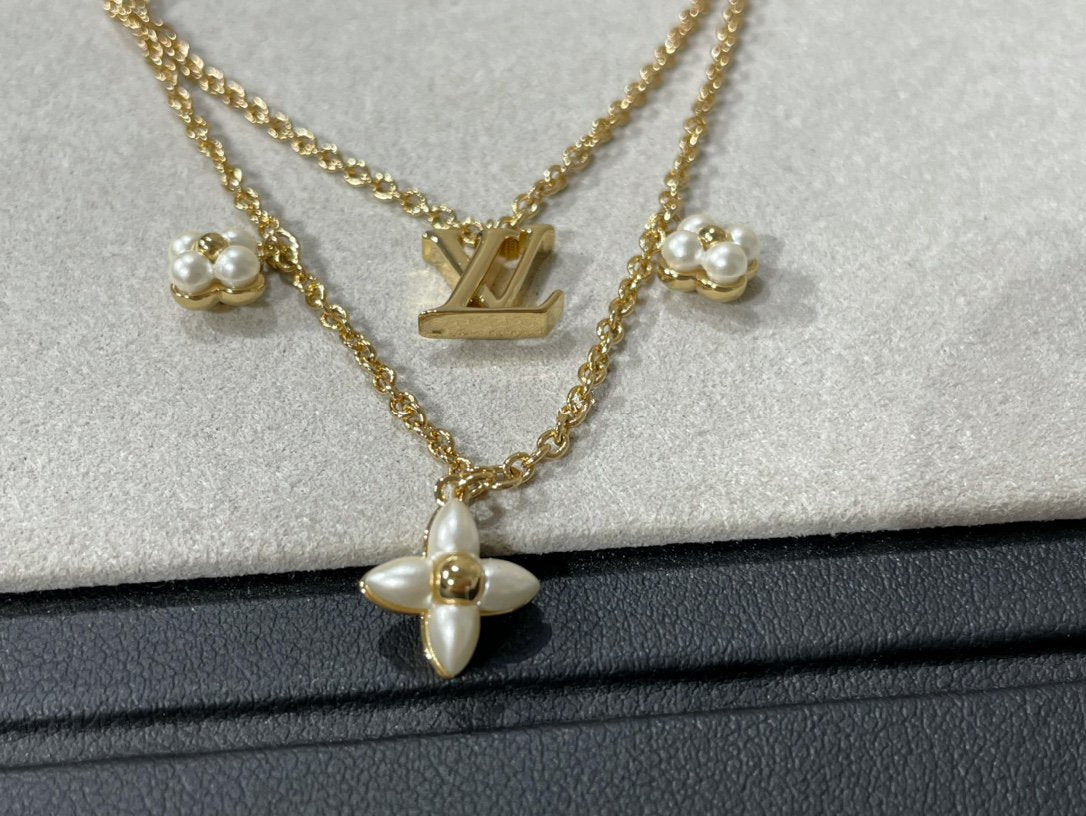 [Love Aura]FLOWERGRAM GOLD MOP DOUBLE ROW NECKLACE