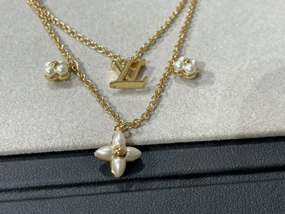 [Love Aura]FLOWERGRAM GOLD MOP DOUBLE ROW NECKLACE