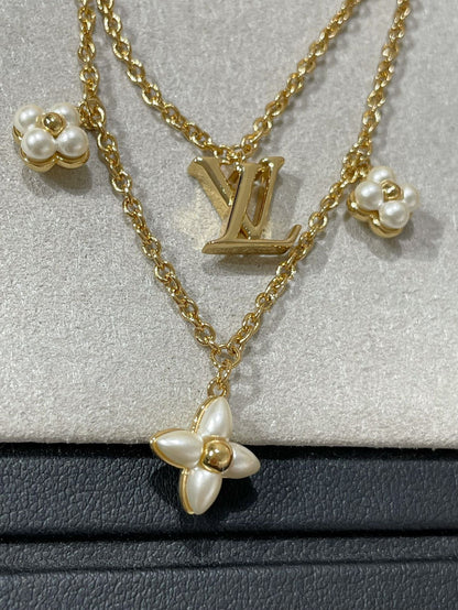 [Love Aura]FLOWERGRAM GOLD MOP DOUBLE ROW NECKLACE