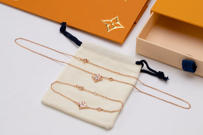 [Love Aura]STAR PINK MOP 1 DIAMOND PINK GOLD NECKLACE