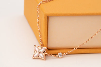 [Love Aura]STAR PINK MOP 1 DIAMOND PINK GOLD NECKLACE