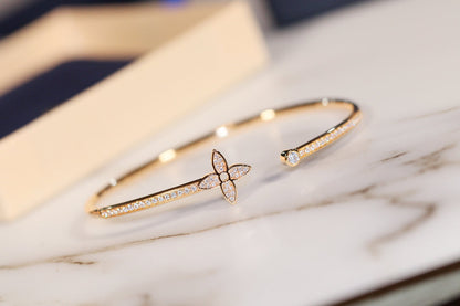 [Love Aura]IDYLLE GOLD OPEN BRACELET DIAMOND PAVED